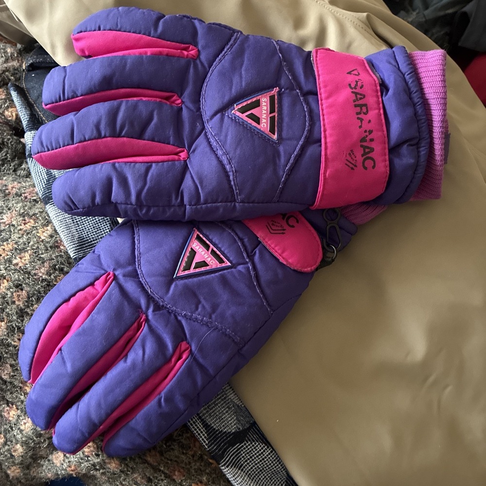 Vintage Saranac Snow Ski Gloves Women/Mens  Sz XL Purple Hot Pink Warm 80s 90s